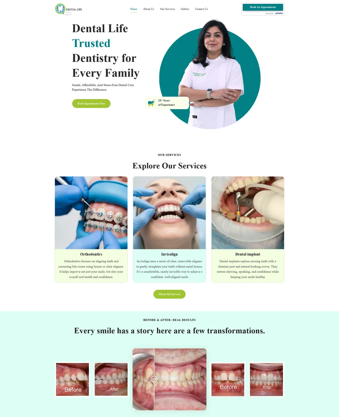 Dr. Mahimananda Dental Life clinic website design