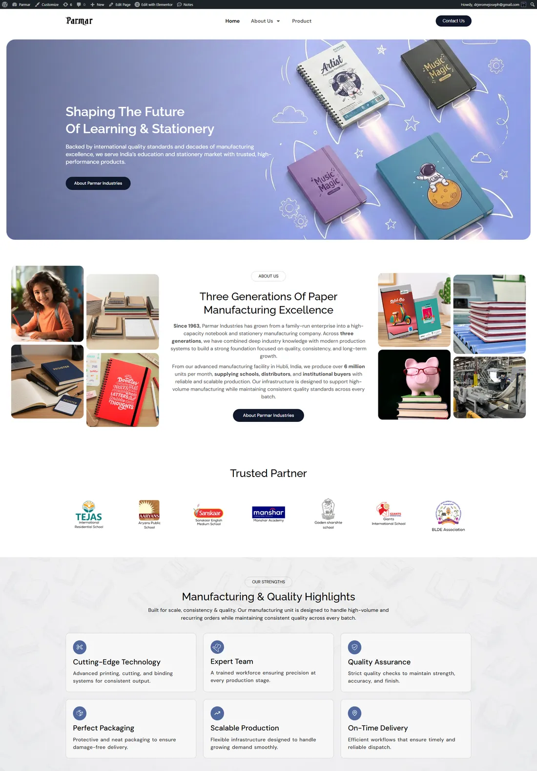 Parmar Industries business website design